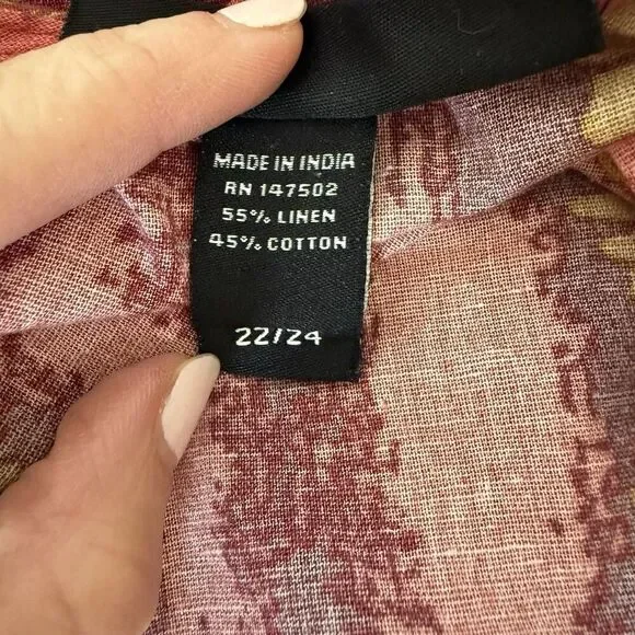 Ashley Stewart Size 22/24 Linen Blend Wide Leg Colorful Artsy Jumpsuit Boho - Picture 15 of 15